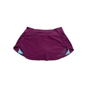 Hind Athletic Skort Womens Medium Purple Teal Excellent Laser Cut Ruffle Running